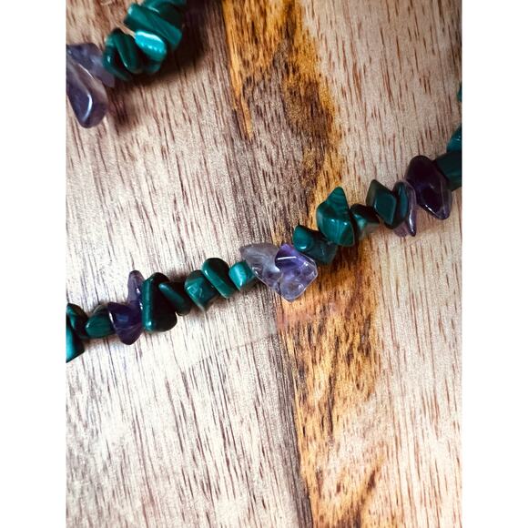 Tibetan Spiderweb Turquoise Pendant Necklace Malachite Amethyst 19” Boho Gift - Picture 4 of 7